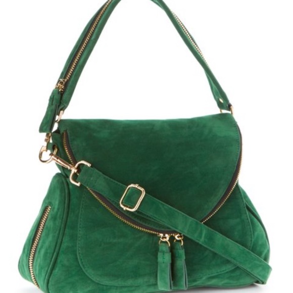 Nila Anthony Handbags - Nila Anthony Emerald Green Wrinkle Convertible Shoulder Bag